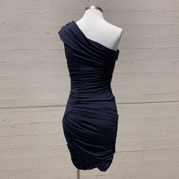 Vera Wang Lavender Label One Shoulder Ruched Mini - Picture 5 of 16